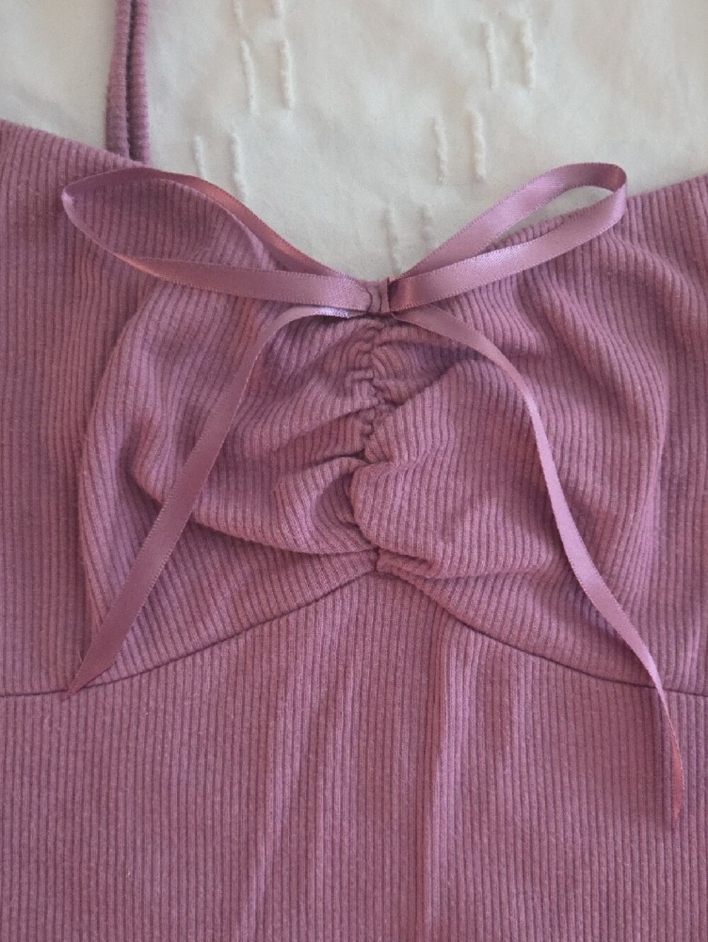 Rewind Dusty Pink Ribbed Tie-Front Cami - Picture 4 of 4